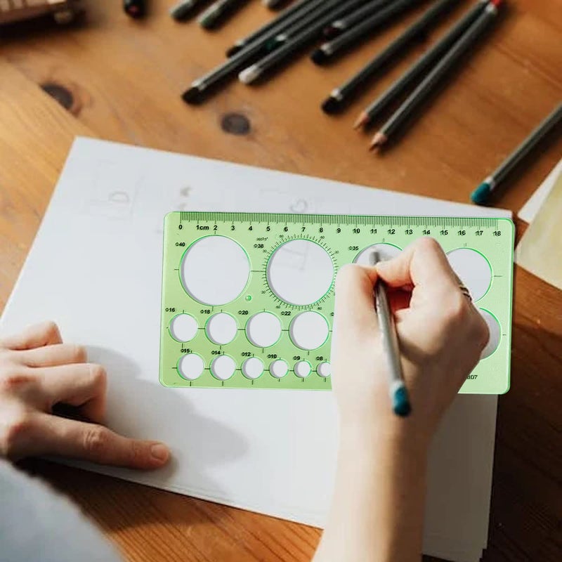 ZTEOFO قوالب دوائر، قوالب رسومات هندسية، قوالب استنسل صياغة، أدوات قياس، قالب تصميم الفنان، أداة مساعدة للرسم، قوالب دائرية، قياس استنسل مسطرة هندسية، 2 حزمة - Image 5